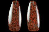Large, Red, Agatized Dinosaur Bone (Gembone) Earrings #84765-1